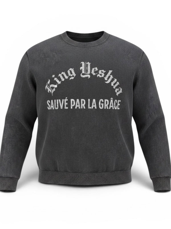French-Mineral Wash Oversized Sweater