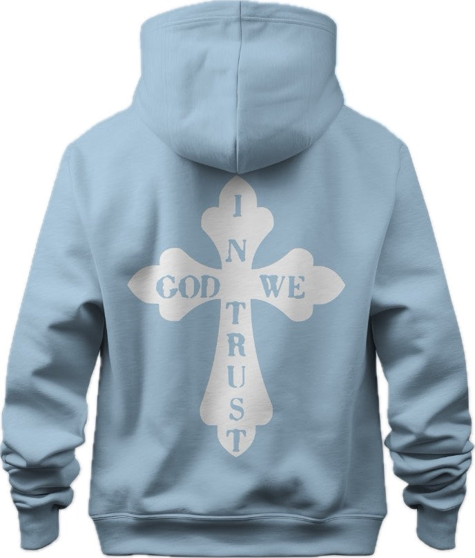 Cross baby blue pullover hoody