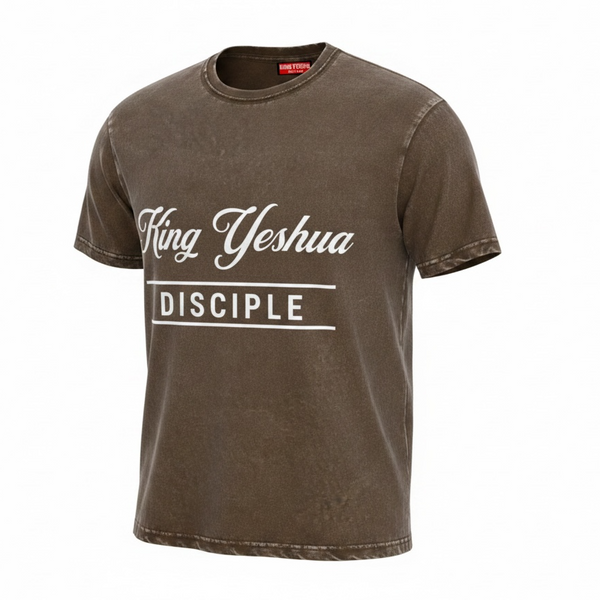 Disciple-Snow Washed Raw-Edge Neckline T-Shirt- Coffee