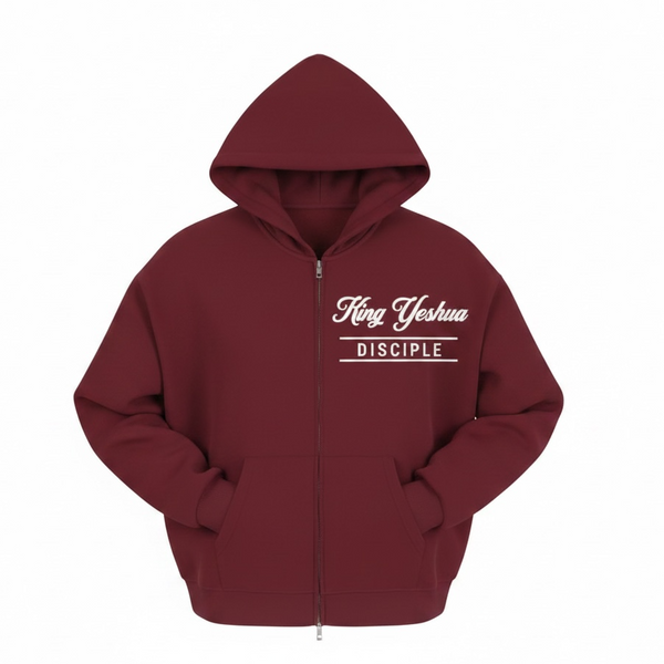 HER-Loose Solid Full Zip Hoodie